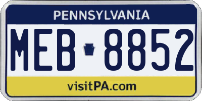 PA license plate MEB8852