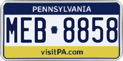 PA license plate MEB8858