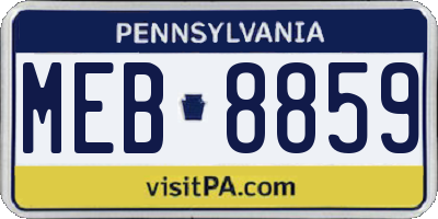 PA license plate MEB8859