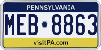 PA license plate MEB8863