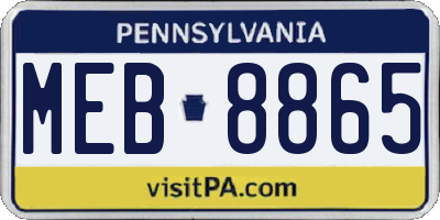 PA license plate MEB8865