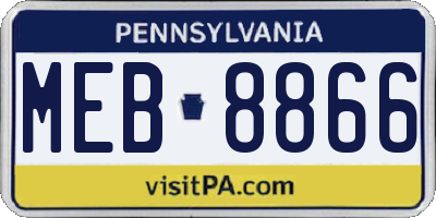 PA license plate MEB8866