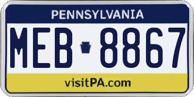 PA license plate MEB8867