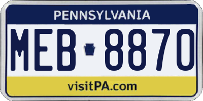 PA license plate MEB8870