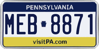 PA license plate MEB8871