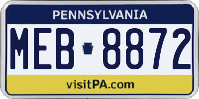 PA license plate MEB8872