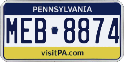 PA license plate MEB8874