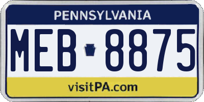 PA license plate MEB8875