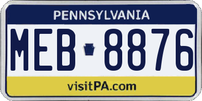 PA license plate MEB8876