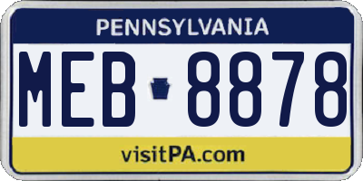 PA license plate MEB8878