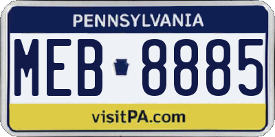 PA license plate MEB8885
