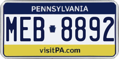 PA license plate MEB8892