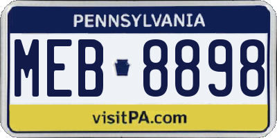 PA license plate MEB8898