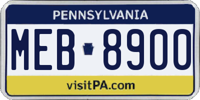PA license plate MEB8900