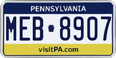 PA license plate MEB8907