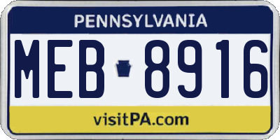 PA license plate MEB8916