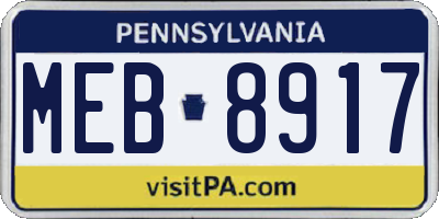 PA license plate MEB8917