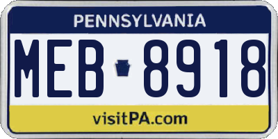PA license plate MEB8918
