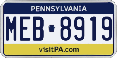 PA license plate MEB8919