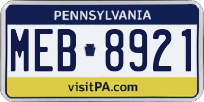 PA license plate MEB8921