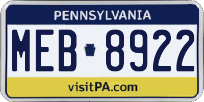 PA license plate MEB8922
