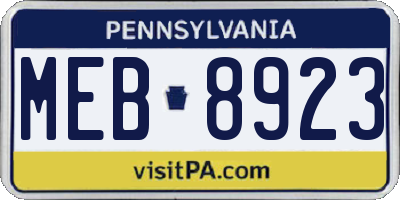 PA license plate MEB8923