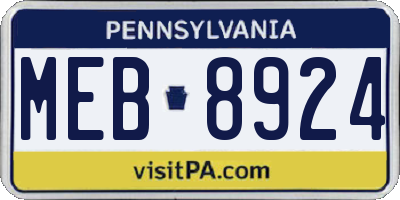 PA license plate MEB8924