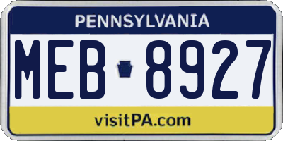 PA license plate MEB8927