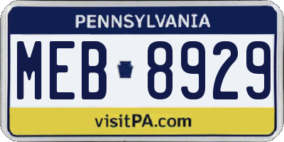 PA license plate MEB8929