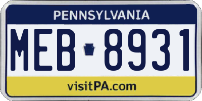 PA license plate MEB8931