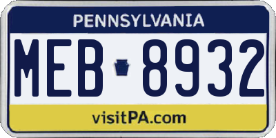 PA license plate MEB8932
