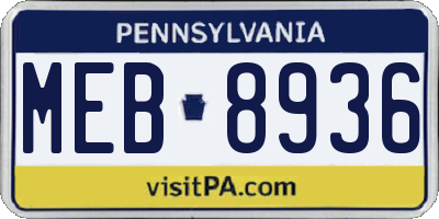 PA license plate MEB8936