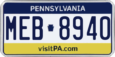 PA license plate MEB8940