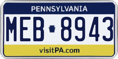 PA license plate MEB8943