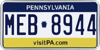 PA license plate MEB8944