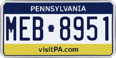 PA license plate MEB8951