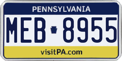 PA license plate MEB8955