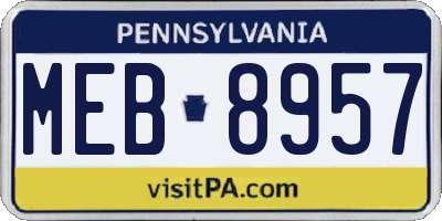 PA license plate MEB8957