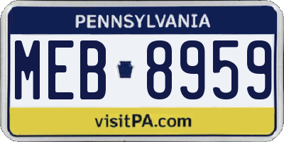 PA license plate MEB8959