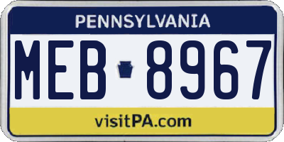 PA license plate MEB8967