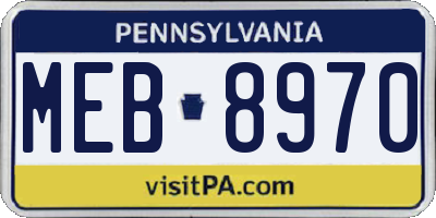 PA license plate MEB8970