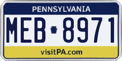 PA license plate MEB8971