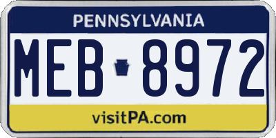 PA license plate MEB8972