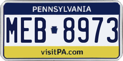 PA license plate MEB8973