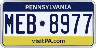 PA license plate MEB8977
