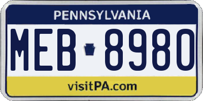 PA license plate MEB8980