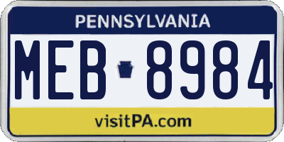 PA license plate MEB8984