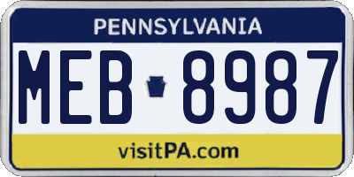 PA license plate MEB8987