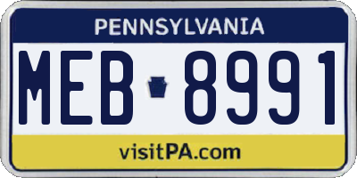 PA license plate MEB8991