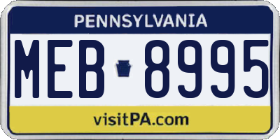 PA license plate MEB8995